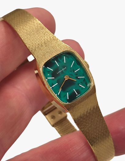 Longines Ladies Gold Tone Emerald Green Dress Watch - Manual Winding. Stunning Condition