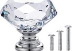 BNIB 4 Pack 30mm Crystal Glass Cabinet Door Knobs Cupboard