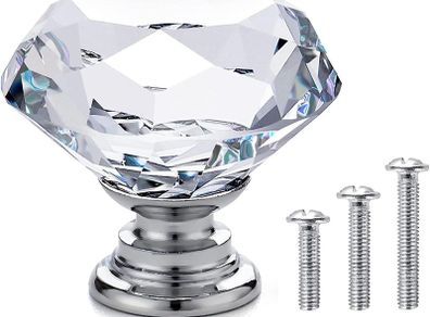 BNIB 4 Pack 30mm Crystal Glass Cabinet Door Knobs Cupboard