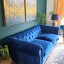Large 3 Seater Navy Velvet Sofa  - Next home Image 3