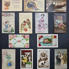 Antique Greetings Postcards Lot 1900 1920 Birthday and Christmas