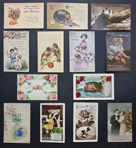 Antique Greetings Postcards Lot 1900 1920 Birthday and Christmas