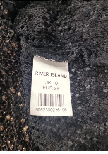 River Island Black and Gold 3/4 Length Sleeve Top