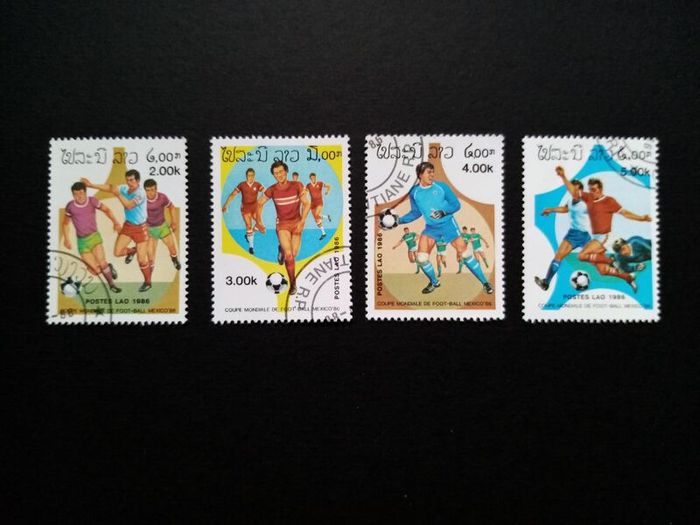 Laos 1986 World Cup (Mexico) vintage stamps set issue