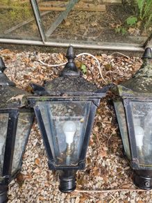 Antique cast iron lamps (5 available,  sold in one lot)