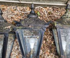 Antique cast iron lamps (5 available,  sold in one lot)