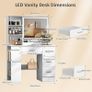 White Dressing Table with LED Mirror 3-Color Lights & Side Cabinet, 2-in-1 Makeup Vanity Desk and Nightstand with 4 Drawers & 6 Storage Shelves, Girls Vanity Table Bedroom Dresser, Large 90cm Image 4