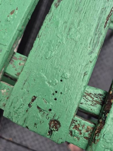 Vintage folding 4 step  painted solid wooden ladder