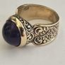 Vintage 9ct Yellow Gold Cabochon Amethyst Solitaire Ring Image 9