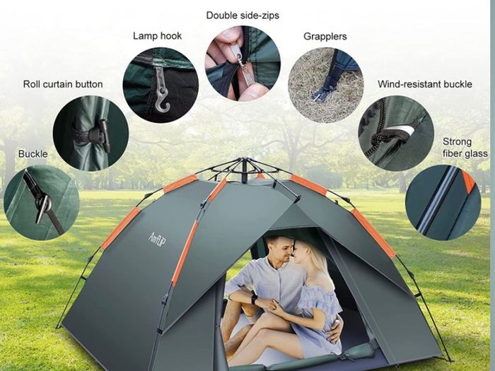 Camping Tent Automatic 3 Man Person Instant Tent Pop Up Ultralight Dome Tent 4 Seasons Waterproof & Windproof Camping Tent with Removable Outer Tarpaulin, Double Layers (FREE POSTAGE)