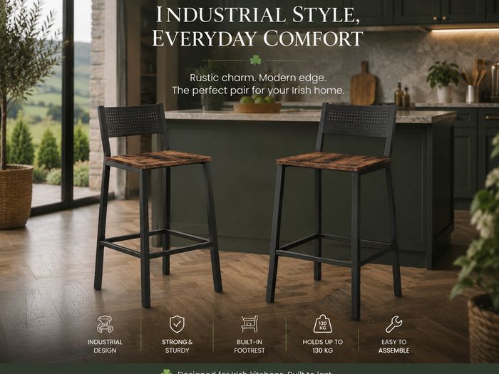 Set of 2  Industrial Design Bar Stools