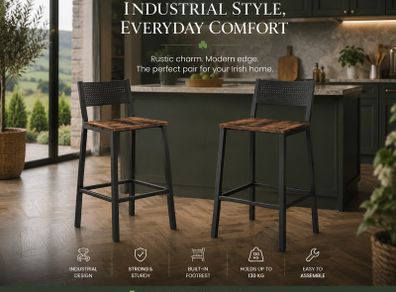 Set of 2  Industrial Design Bar Stools