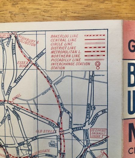 Vintage 1960's London Underground & Bus Map