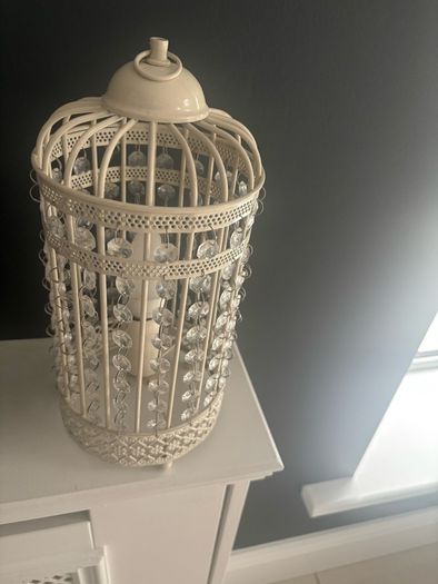 Cream lantern cage lamp with beads