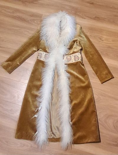 Rare Vintage 1999 Karen Millen Penny Lane Velvet Coat | Real Sheepskin Trim | Size 14 Afghan