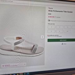 Wide Fit Diamante T Bar Sandal size 9