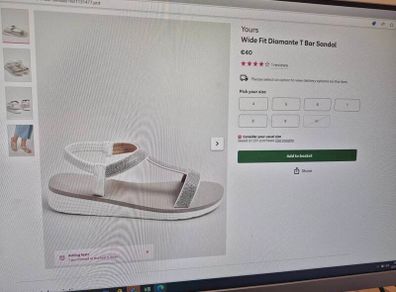 Wide Fit Diamante T Bar Sandal size 9
