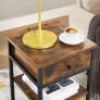 Tall Bedside Table With One Drawer And 2 Shelves, Space-Saving Industrial Style, Vintage Brown/Black Image 4