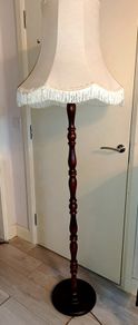 Beautiful dark turned wood standard lamp