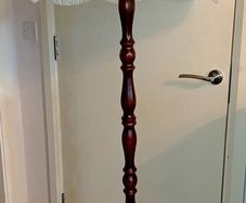 Beautiful dark turned wood standard lamp