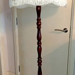 Beautiful dark turned wood standard lamp