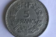 Post World War 2 French aluminium coin - 5 Francs