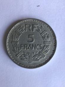 Post World War 2 French aluminium coin - 5 Francs