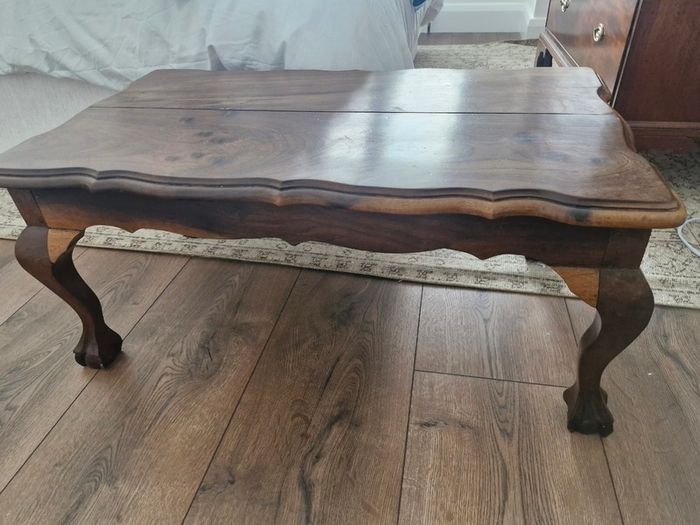 Antique Hardwood Coffee table with claw and ball feet bought on pamona for 699 euro