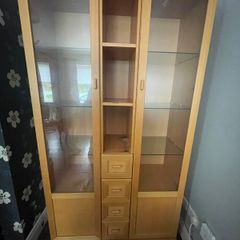 Glass display cabinet with spotlights