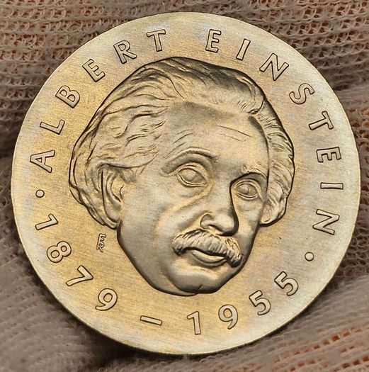 Germany 1979  5 Mark Albert Einstein 1879-1955 Beautiful Uncirculated Lustrous Superb!