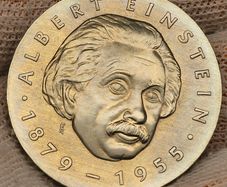 Germany 1979  5 Mark Albert Einstein 1879-1955 Beautiful Uncirculated Lustrous Superb!