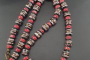 Antique Murano Style Aventurine &amp; Chevron Glass Beads Necklace