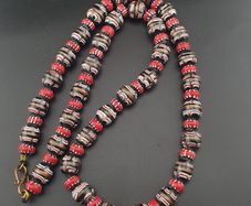 Antique Murano Style Aventurine & Chevron Glass Beads Necklace