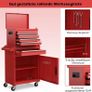 2 in 1 tool trolley on wheels workshop trolley lockable including hooks 8 compartments case adjustable shelf no tools professional metal 100 kg load capacity 59 x 28 x 102 cm Image 3