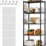 5-Shelf Shelving Unit with Height Adjustable Shelves, Metal Shelves for Storage, Heavy Duty Wire Shelf Unit for Living Room, Kitchen, Garage (Black) Image 3