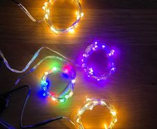 Fairy lights - USB connection - 2x warm white, purple, RGB
