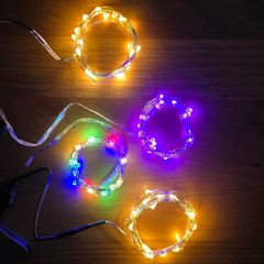Fairy lights - USB connection - 2x warm white, purple, RGB