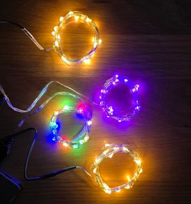 Fairy lights - USB connection - 2x warm white, purple, RGB