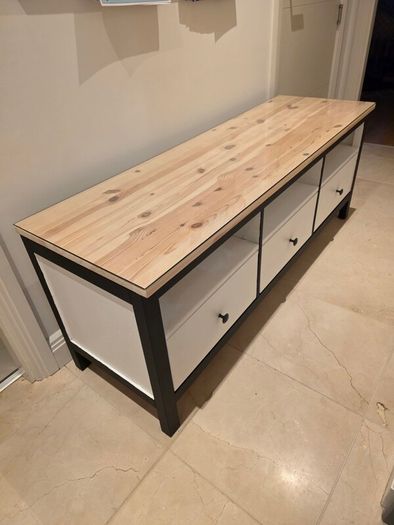 Wooden tv unit with glass top
