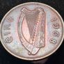 Ireland 1968 Cracked 1d Penny coin from off center punch in minting. Image 3