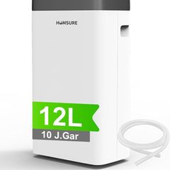 Dehumidifier 12L, Dehumidifier for Home & Clothes Drying 100m (40m), Timer, Auto Defrost, Quiet (40dB), 1.4L Tank, Continuous Drain, Built-In Pump, Automatic Mode, Ideal for Basement, Bedroom