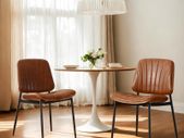 Set of 2 Faux Leather Dining Chairs Brown Grey White