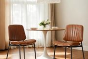 Set of 2 Faux Leather Dining Chairs Brown Grey White