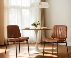 Set of 2 Faux Leather Dining Chairs Brown Grey White