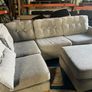 Grey corner sofa with matching footstool Image 3