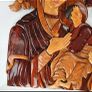Vintage Handcrafted Wood Intarsia Wall Plaque | Madonna & Child Religious Art Icon Image 6