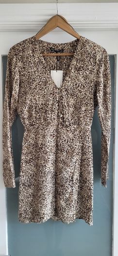 ZARA cream printed dress Sz S (Fit 8UK) - Bnwt Rrp 59.99
