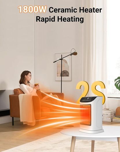 1800W Electric Heater, Portable Ceramic Space Heater with ECO Mode, Small Energy Efficient Room Heater 70Oscillation, Remote Control, Quiet Fan Heater, Overheat & Tipping Protection