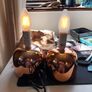 2 small coppery gold table lamp bases Image 3
