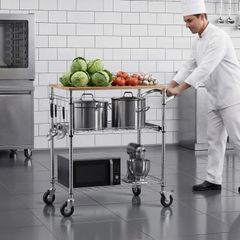 Kitchen Utility Cart, 3 Tier Heavy Duty Adjustable